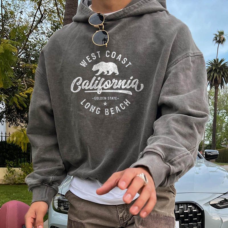 Brett - Vintage Hoodie in Grau für Herren