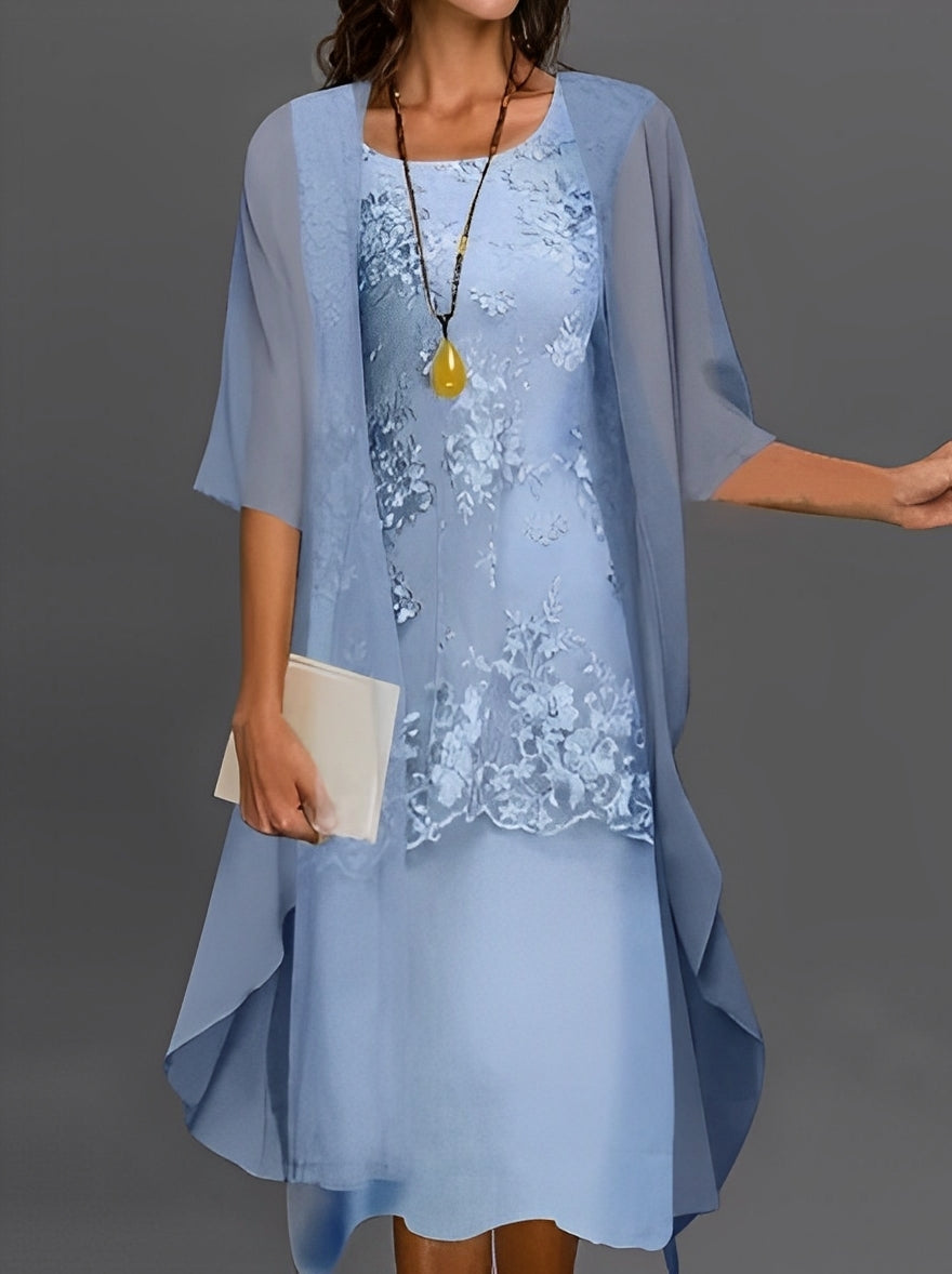 Ridley - Elegantes zweiteiliges Kleid aus Chiffon und Spitze