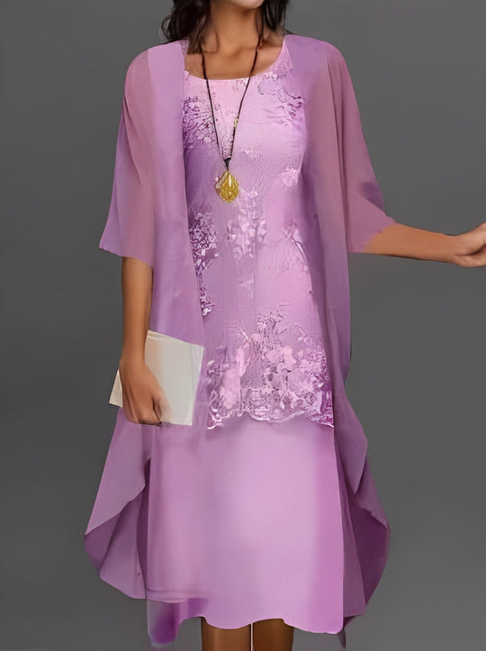 Ridley - Elegantes zweiteiliges Kleid aus Chiffon und Spitze