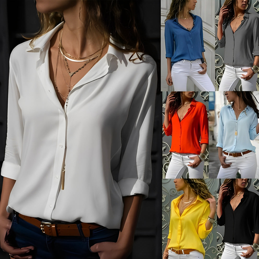 Odelia - Langärmlige Satinbluse für Damen