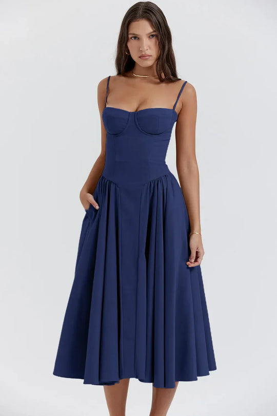 Cheri - rückenfreies Midi-Sling-Kleid für Damen