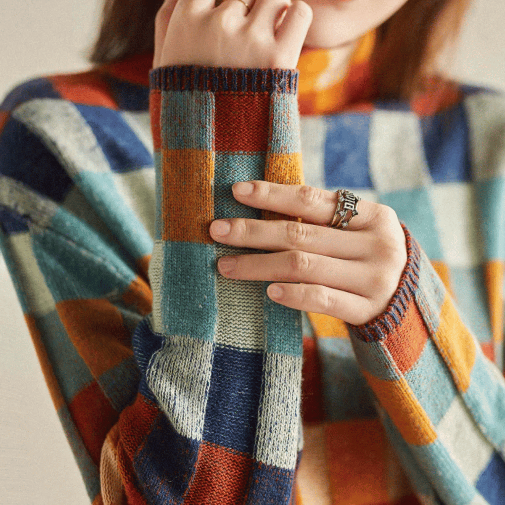 Madoline - Rollkragenpullover aus Kaschmir mit Schachbrettmuster