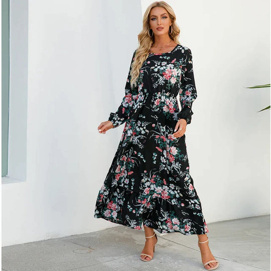 Dina - Modisches Blumenkleid mit Rundhalsausschnitt