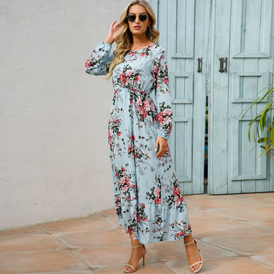 Dina - Modisches Blumenkleid mit Rundhalsausschnitt
