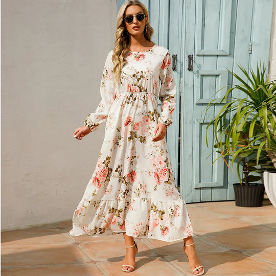 Dina - Modisches Blumenkleid mit Rundhalsausschnitt