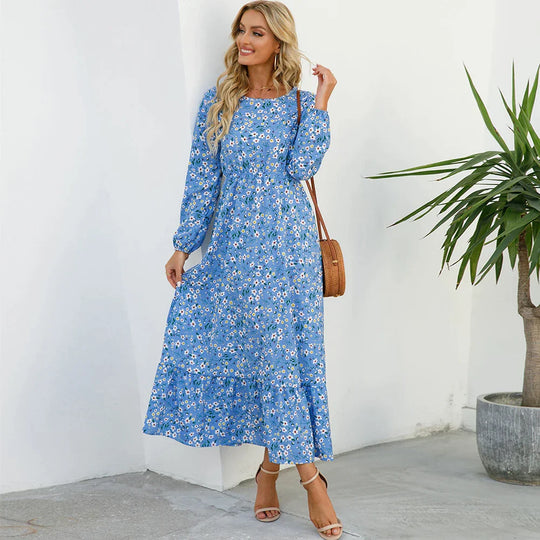 Dina - Modisches Blumenkleid mit Rundhalsausschnitt