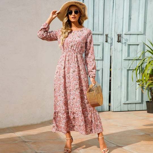Dina - Modisches Blumenkleid mit Rundhalsausschnitt