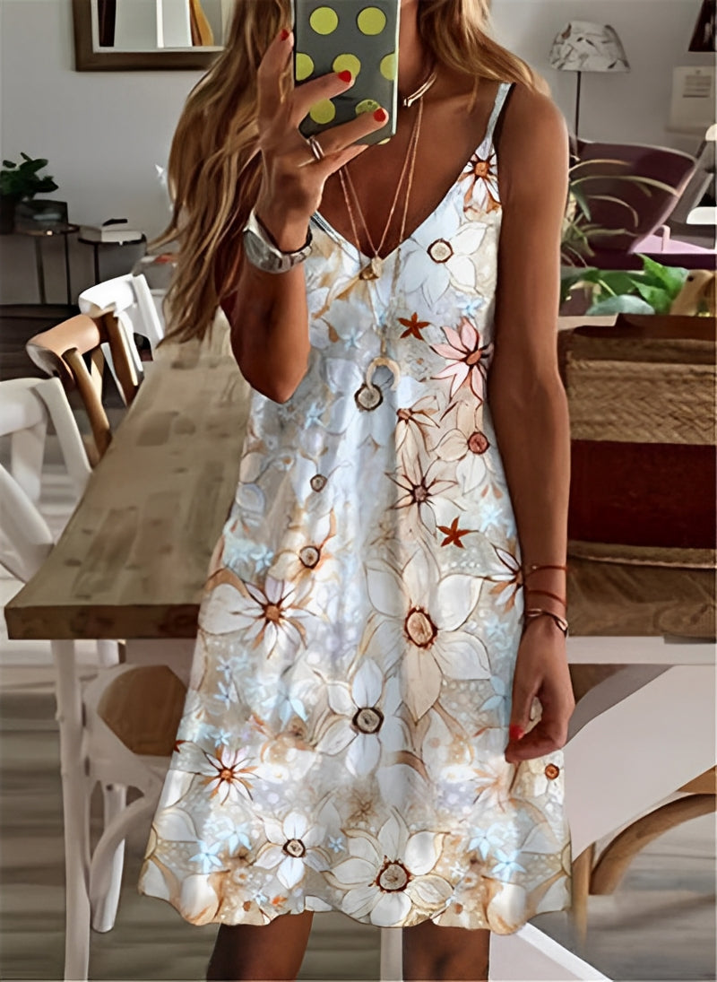 Brittni - Buntes V-Ausschnitt-Kleid für Damen