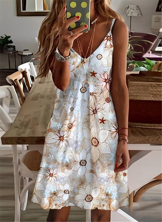 Brittni - Buntes V-Ausschnitt-Kleid für Damen