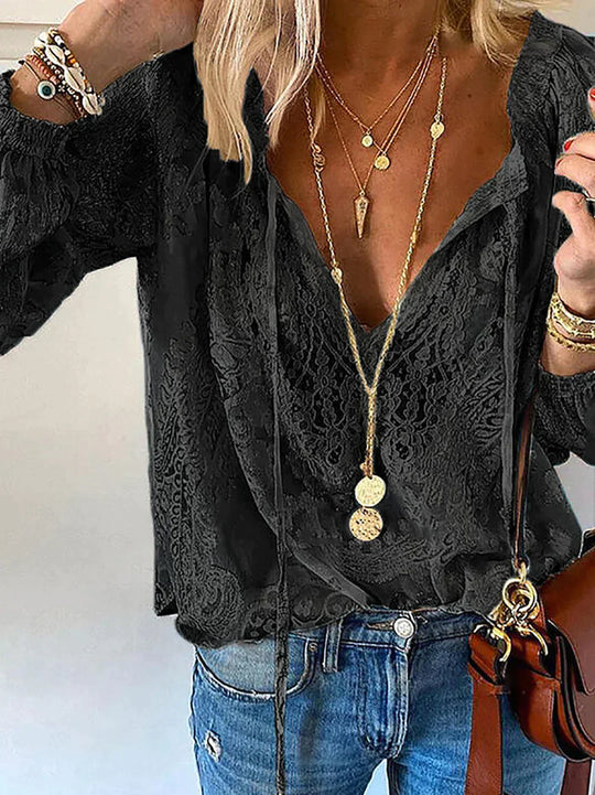 Shirley - Langärmlige Bluse mit Spitzendetails
