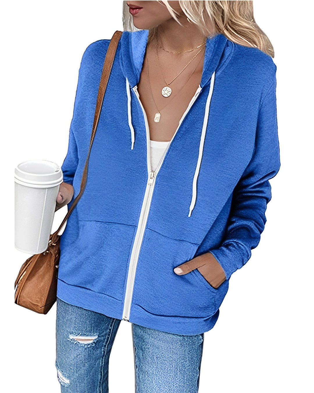 Azura - Leichter Kapuzenpullover mit Reißverschluss und Taschen