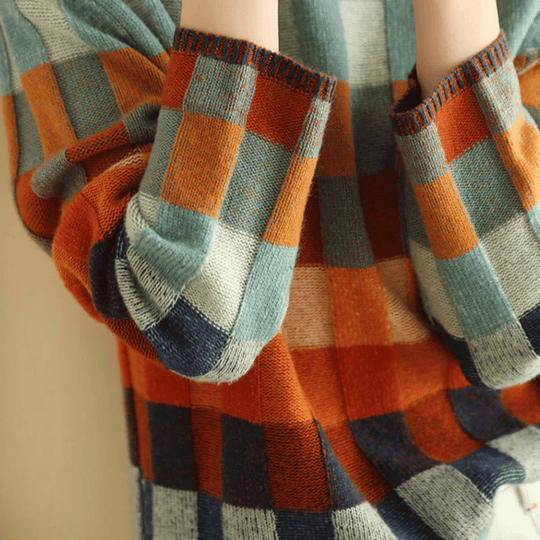 Madoline - Rollkragenpullover aus Kaschmir mit Schachbrettmuster