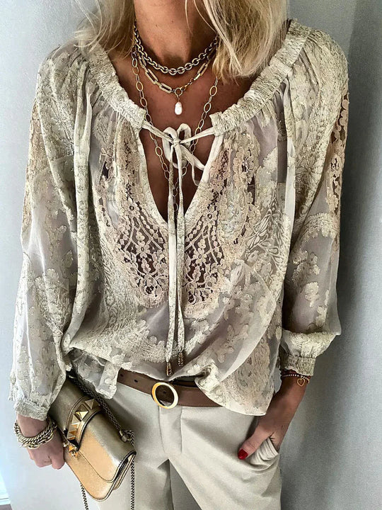Shirley - Langärmlige Bluse mit Spitzendetails