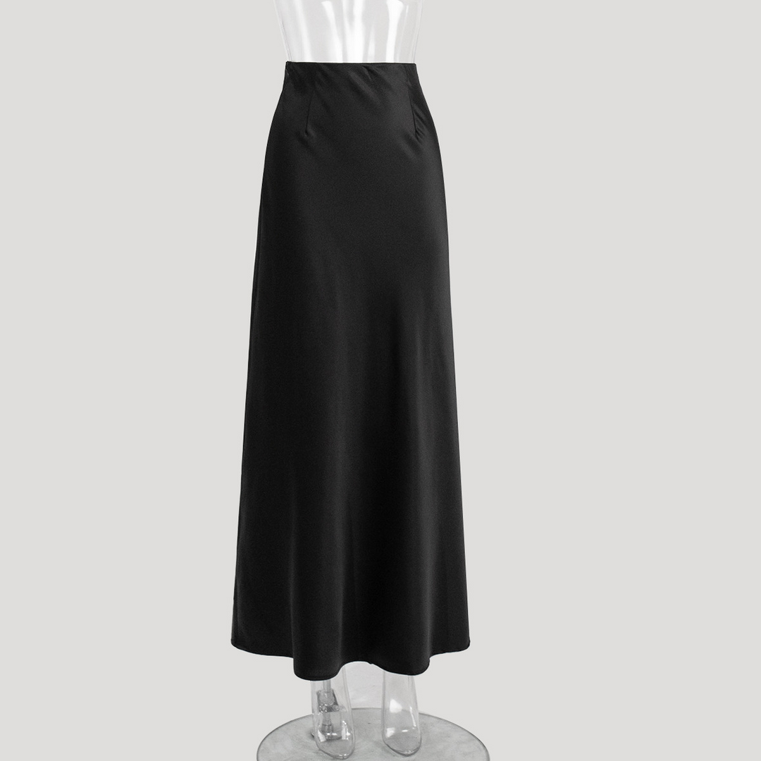 Andrina - Langer Rock aus Satin mit Fishtail-Schnitt