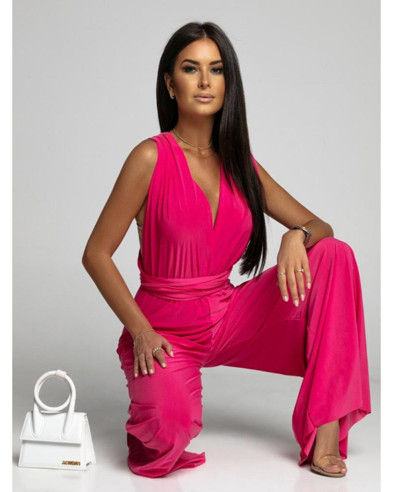 FlairFashion - Ärmelloser V‑Ausschnitt‑Jumpsuit