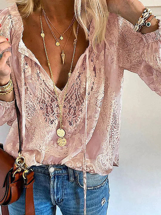 Shirley - Langärmlige Bluse mit Spitzendetails