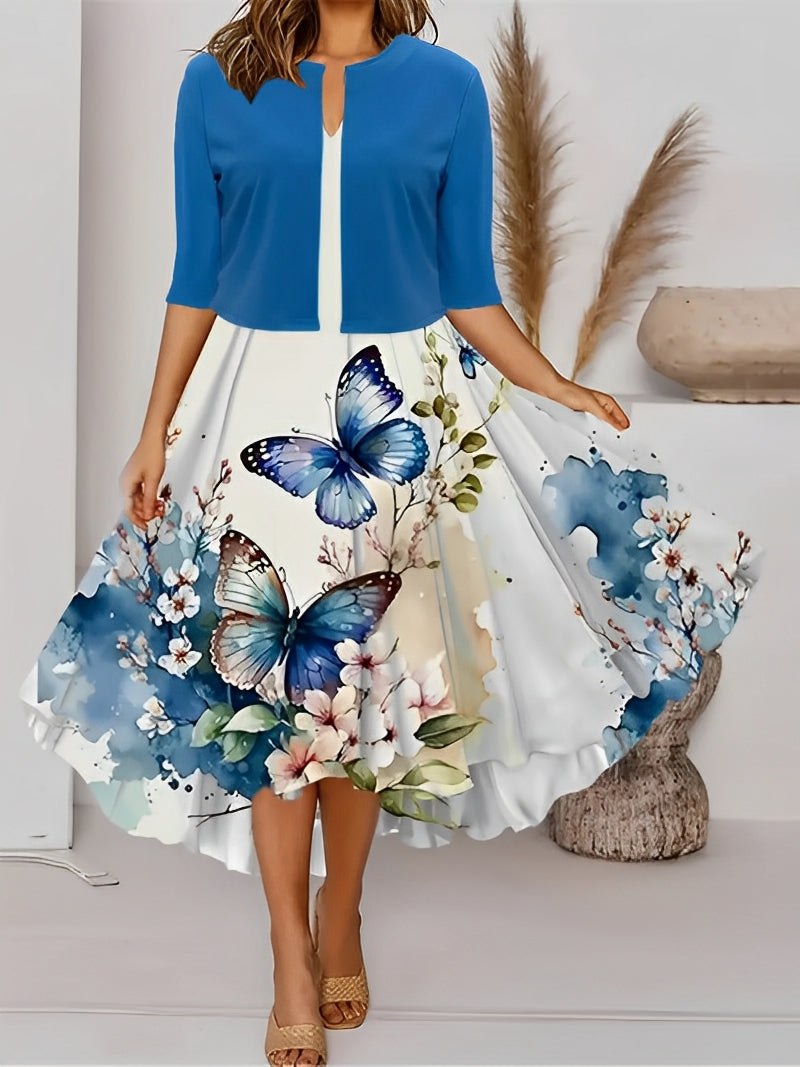 Leone - Geblümtes Midikleid mit Blazer für Frauen
