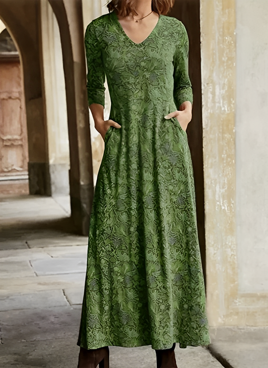 Adeline - Langes Kleid mit Vintage-Muster