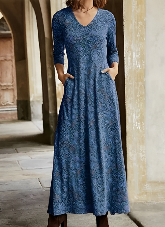 Adeline - Langes Kleid mit Vintage-Muster