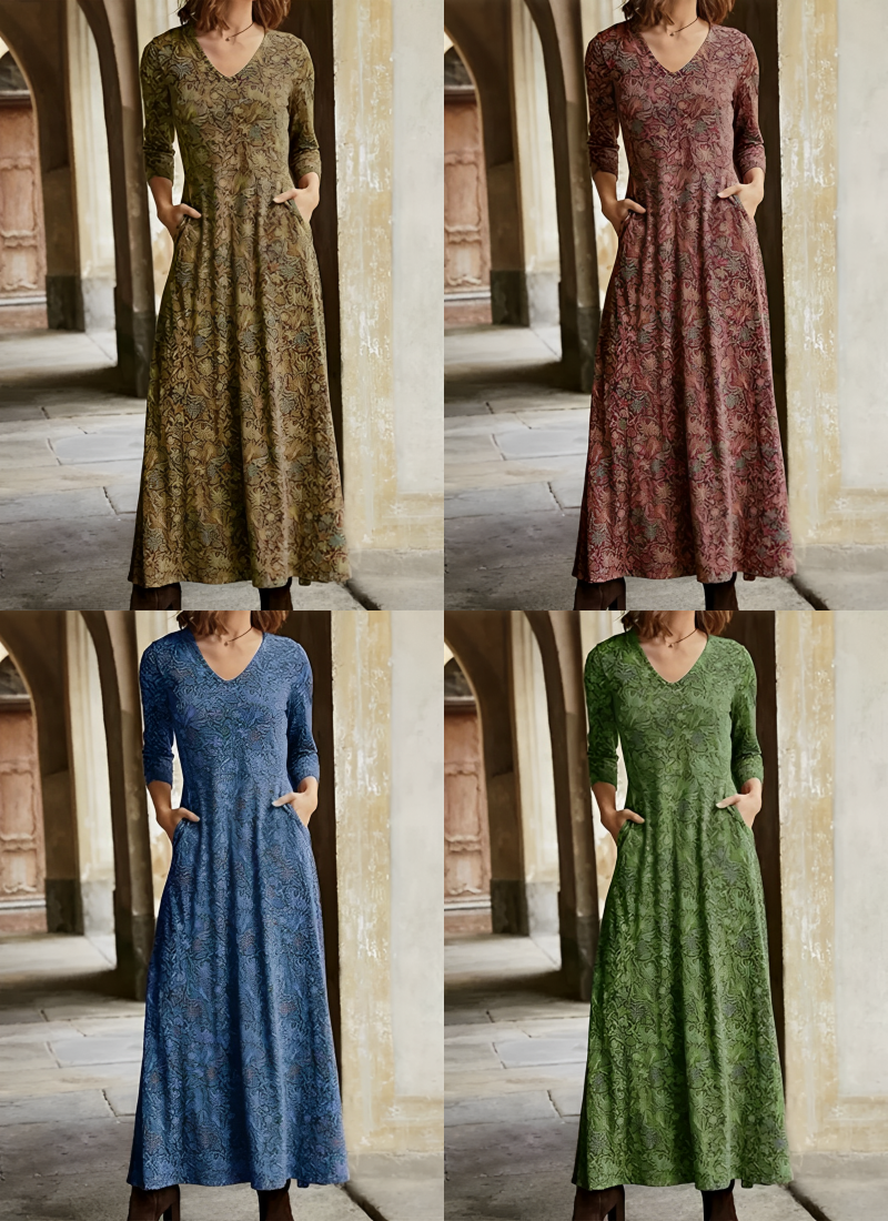 Adeline - Langes Kleid mit Vintage-Muster