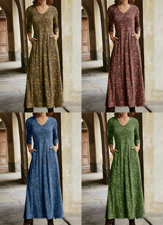 Adeline - Langes Kleid mit Vintage-Muster