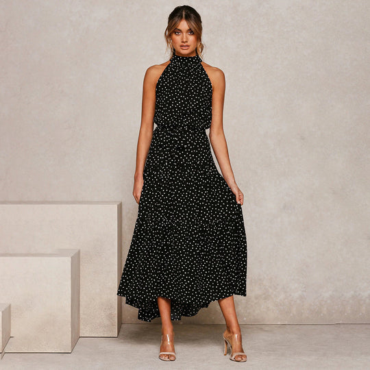 Paula - Elegantes Tupfenkleid mit Neckholder-Ausschnitt