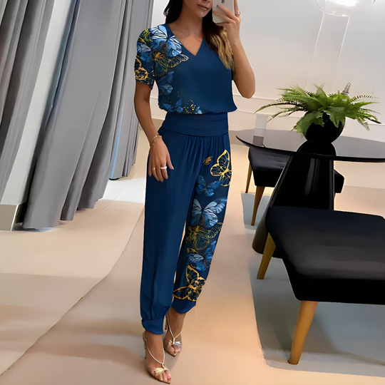 Sofia - Trendiges Set Mit Bluse Und Hose Schwarz / S