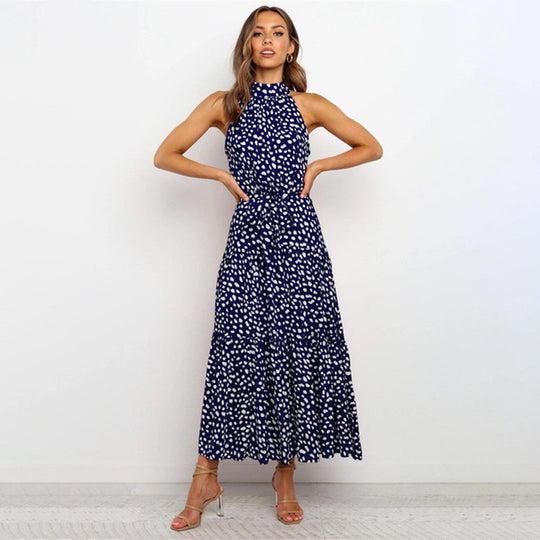 Paula - Elegantes Tupfenkleid mit Neckholder-Ausschnitt