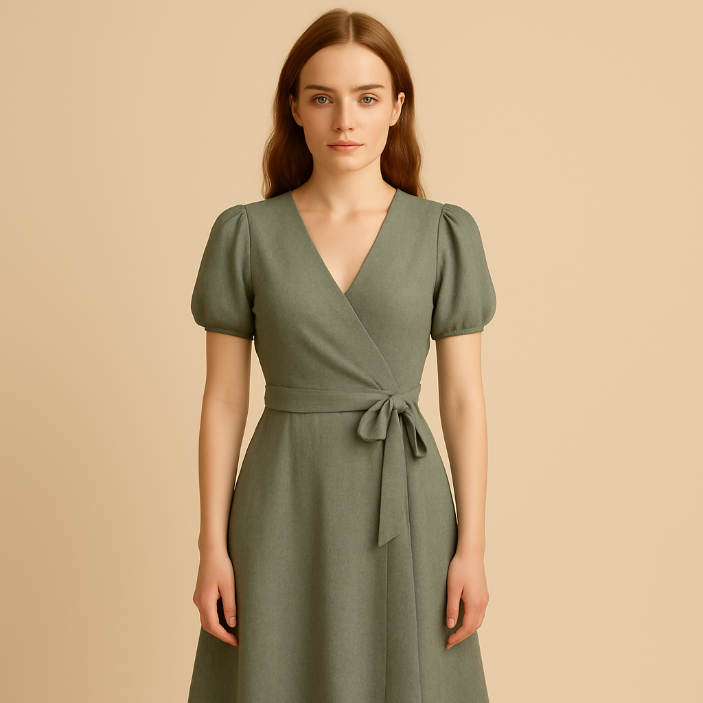 Stil-mode | Damen – Wickelkleid mit Taillengürtel – Moderner Chic