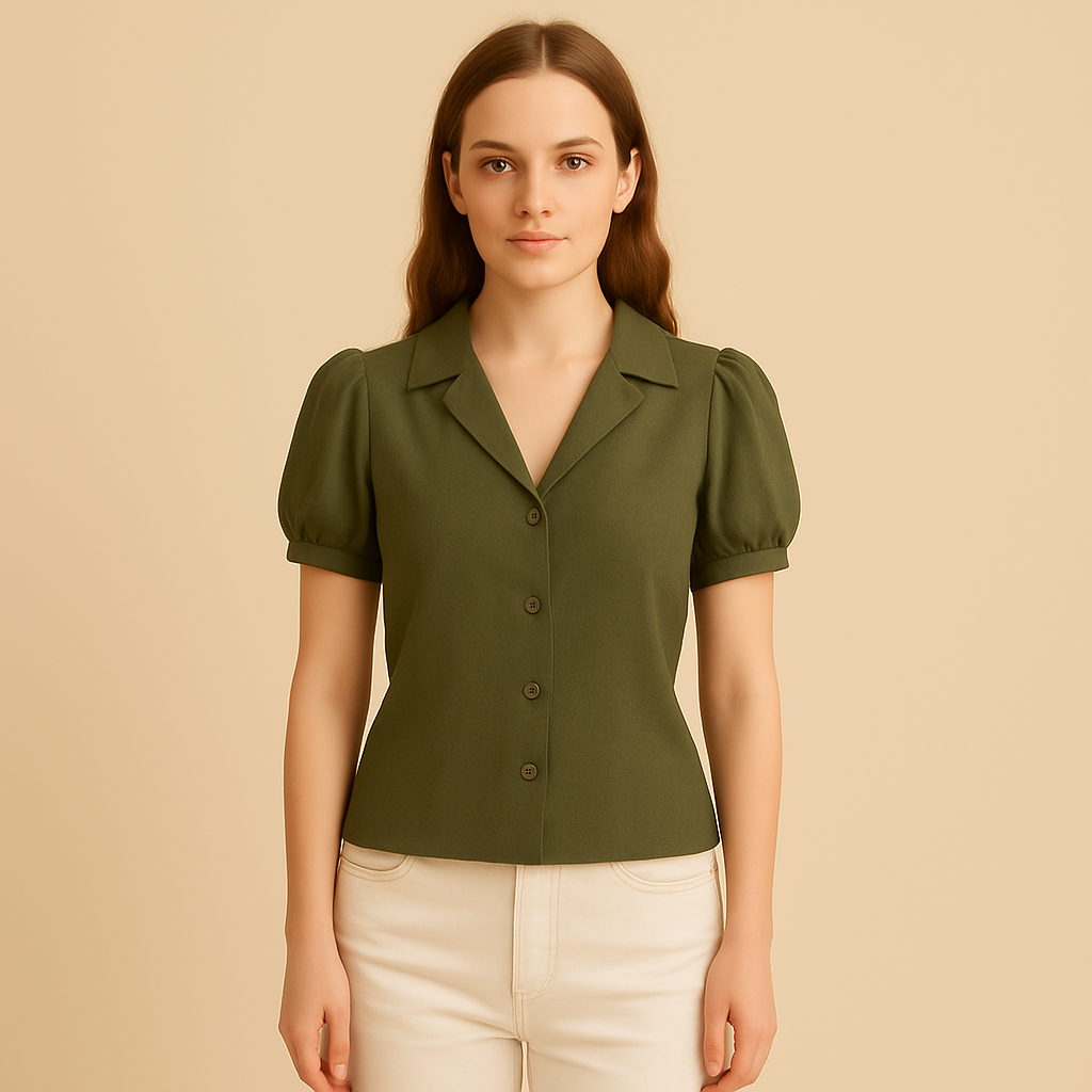 Stil-mode | Damen – Bluse mit Knöpfen und Kragen – Lässige Eleganz
