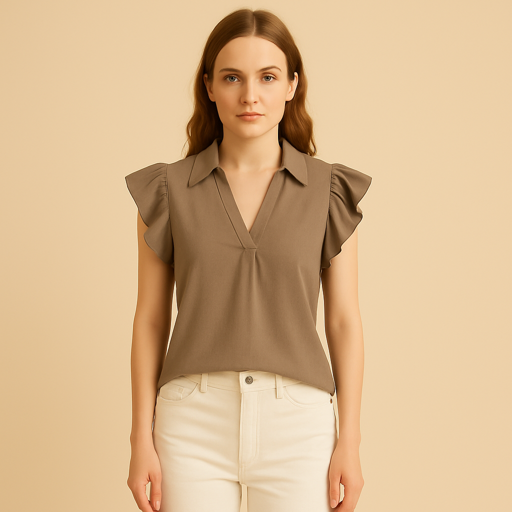 Stil-mode | Damen – Bluse mit Rüschenärmeln – Moderner Chic