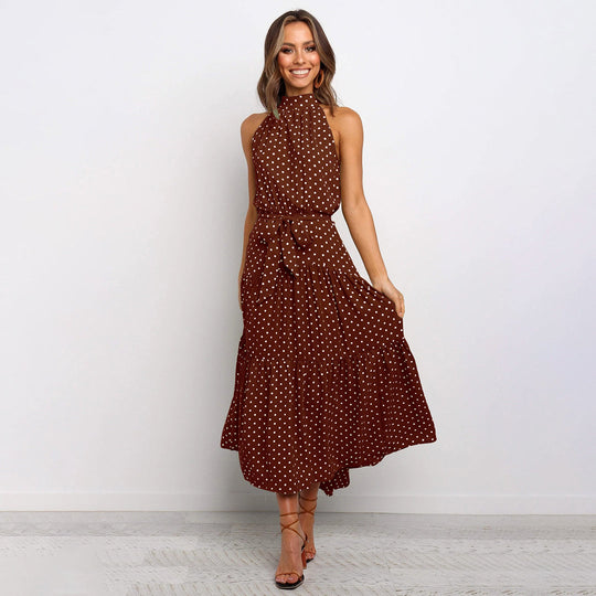 Paula - Elegantes Tupfenkleid mit Neckholder-Ausschnitt
