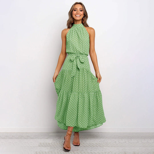 Paula - Elegantes Tupfenkleid mit Neckholder-Ausschnitt