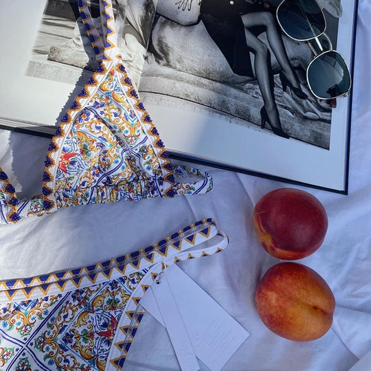 Ida - Verspielter Bikini mit Paisleymuster in Weiß
