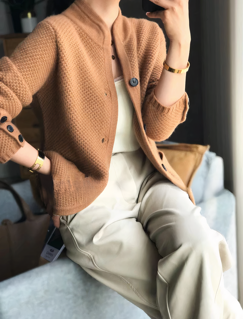 Edda - Strickjacke aus Kaschmir mit Knopfleiste