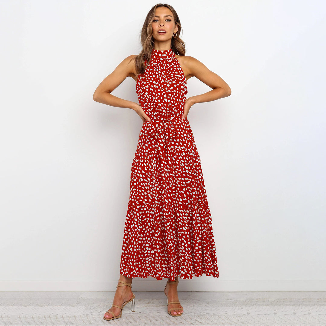 Paula - Elegantes Tupfenkleid mit Neckholder-Ausschnitt
