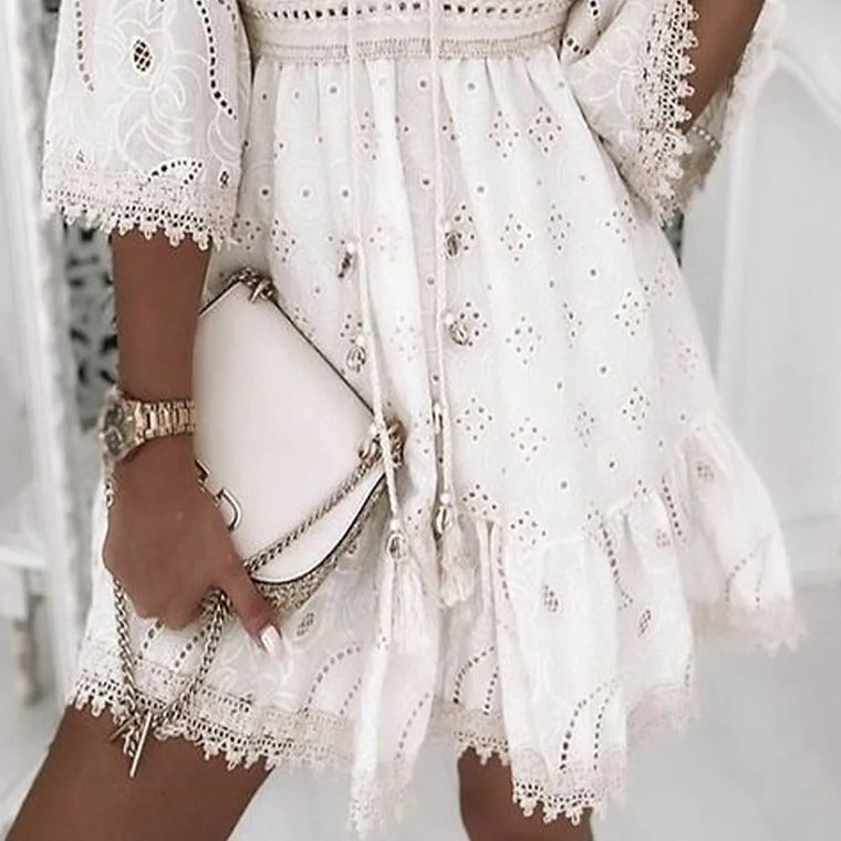 Filipa - Bohemian Kleid mit Spitzen Details