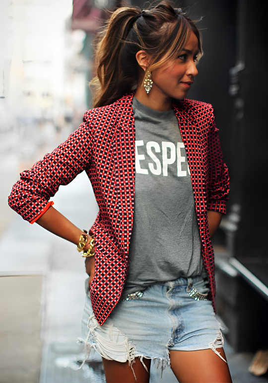 Giselle - Rot-schwarzer Blazer