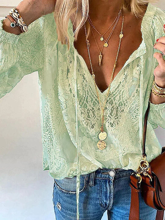 Shirley - Langärmlige Bluse mit Spitzendetails