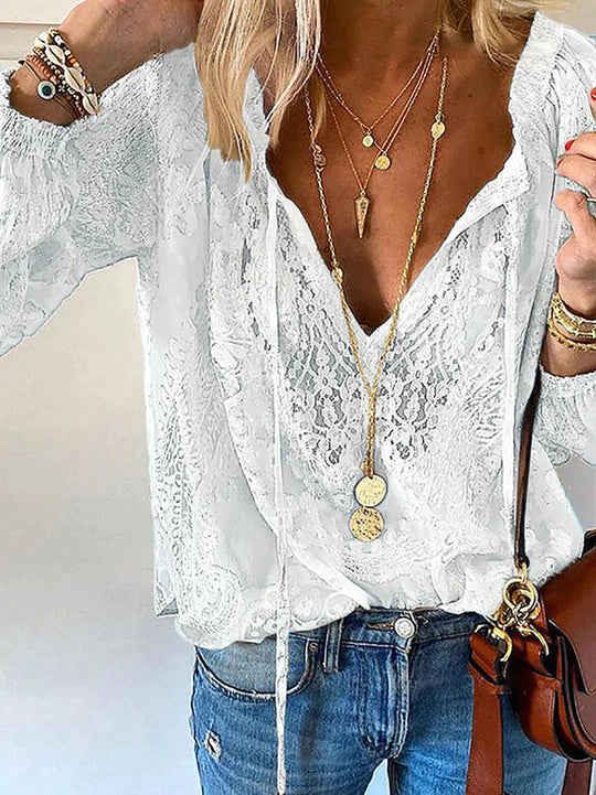 Shirley - Langärmlige Bluse mit Spitzendetails