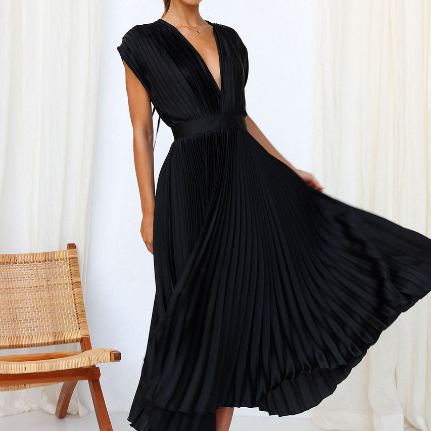 Karolyn - Damenkleid mit V-Ausschnitt und Falten