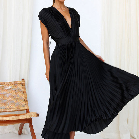 Karolyn - Damenkleid mit V-Ausschnitt und Falten
