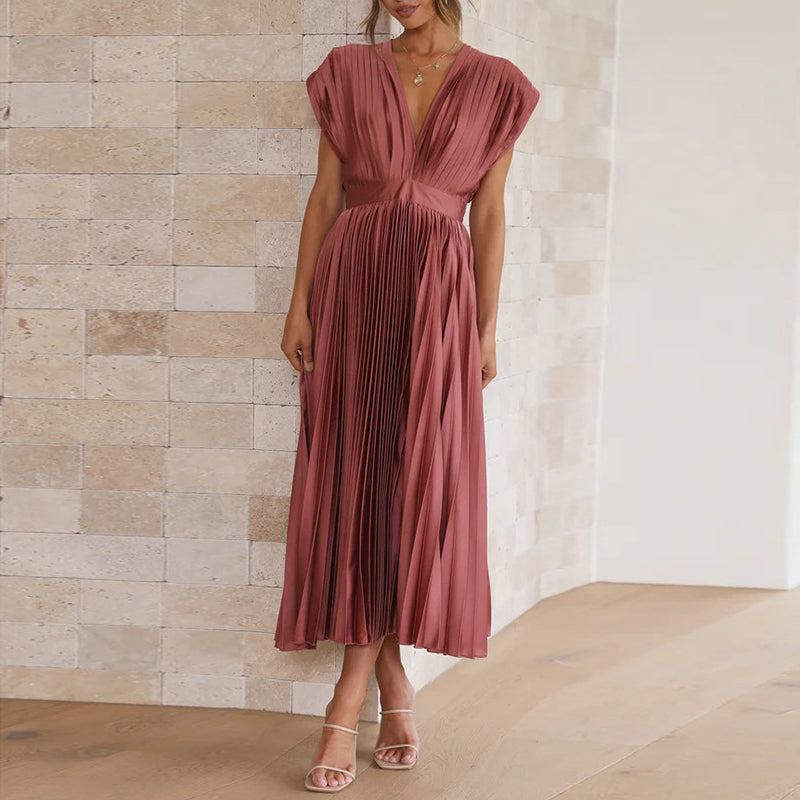 Karolyn - Damenkleid mit V-Ausschnitt und Falten