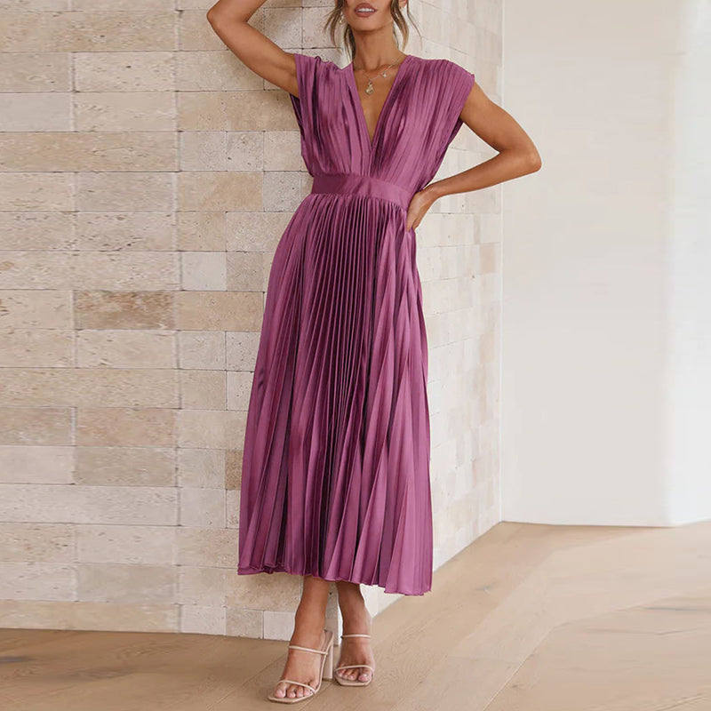 Karolyn - Damenkleid mit V-Ausschnitt und Falten
