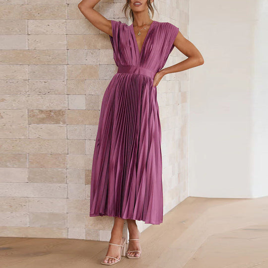Karolyn - Damenkleid mit V-Ausschnitt und Falten
