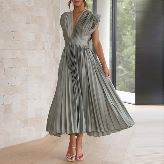 Karolyn - Damenkleid mit V-Ausschnitt und Falten