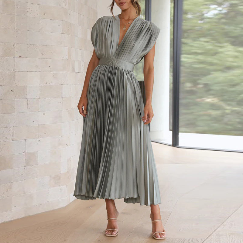 Karolyn - Damenkleid mit V-Ausschnitt und Falten