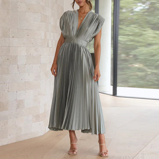 Karolyn - Damenkleid mit V-Ausschnitt und Falten