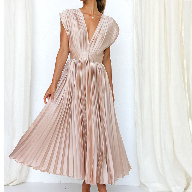 Karolyn - Damenkleid mit V-Ausschnitt und Falten