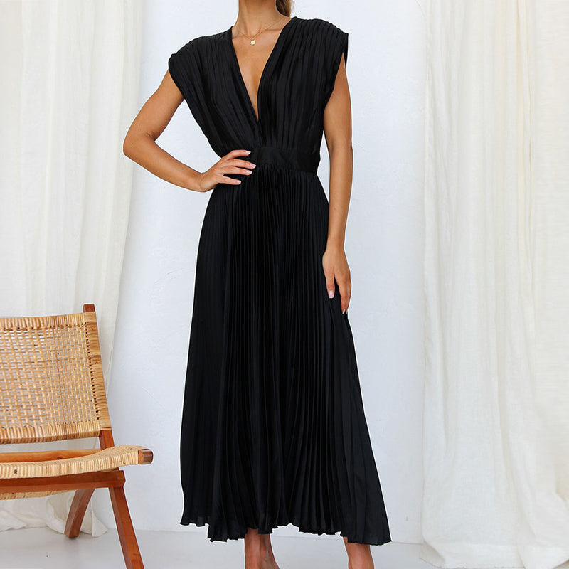 Karolyn - Damenkleid mit V-Ausschnitt und Falten